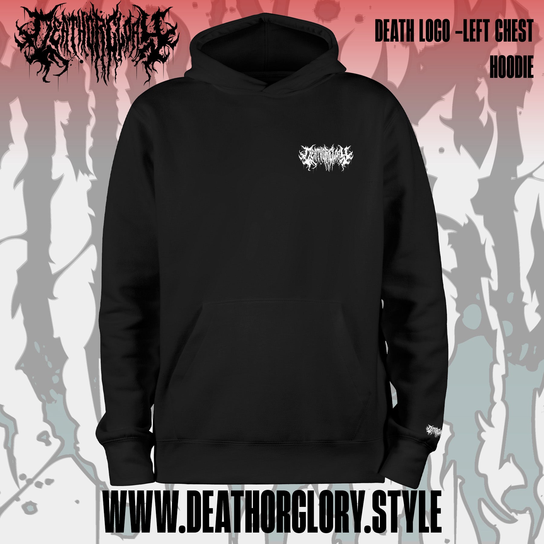 Death or Glory - Death logo left chest hoodie