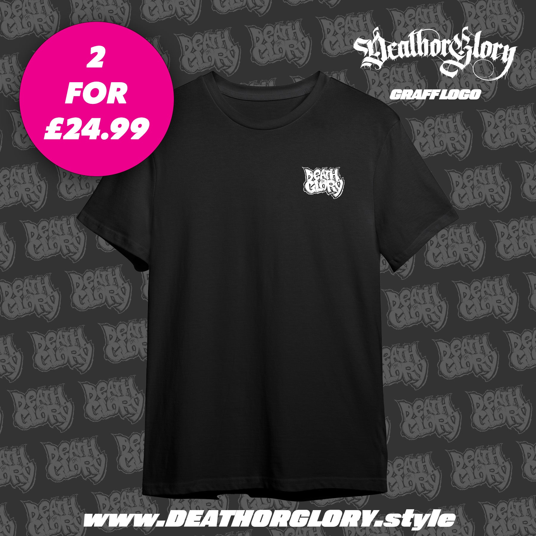 Death or Glory graff logo left chest t-shirt