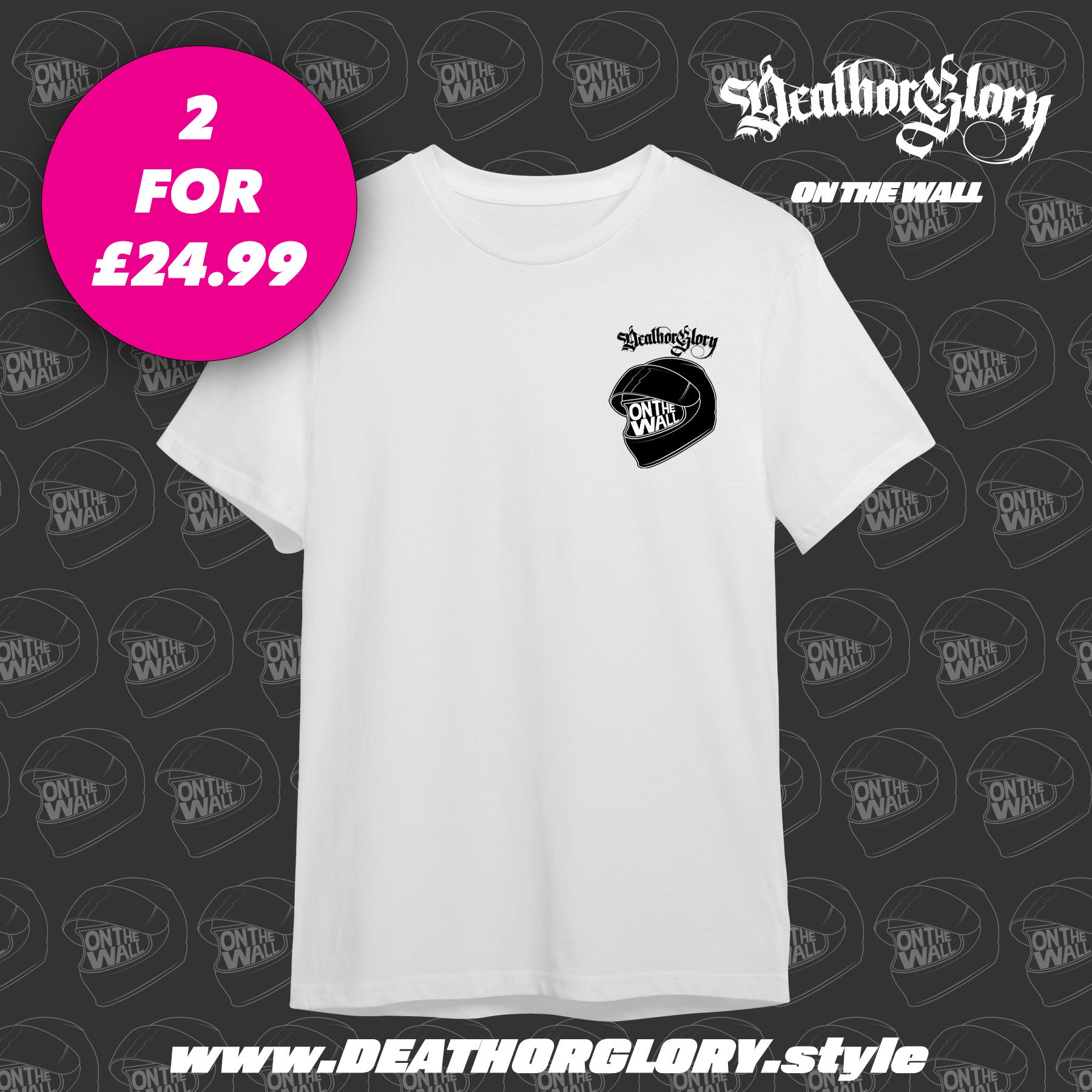 Death or Glory - On the wall helmet chest print t-shirt